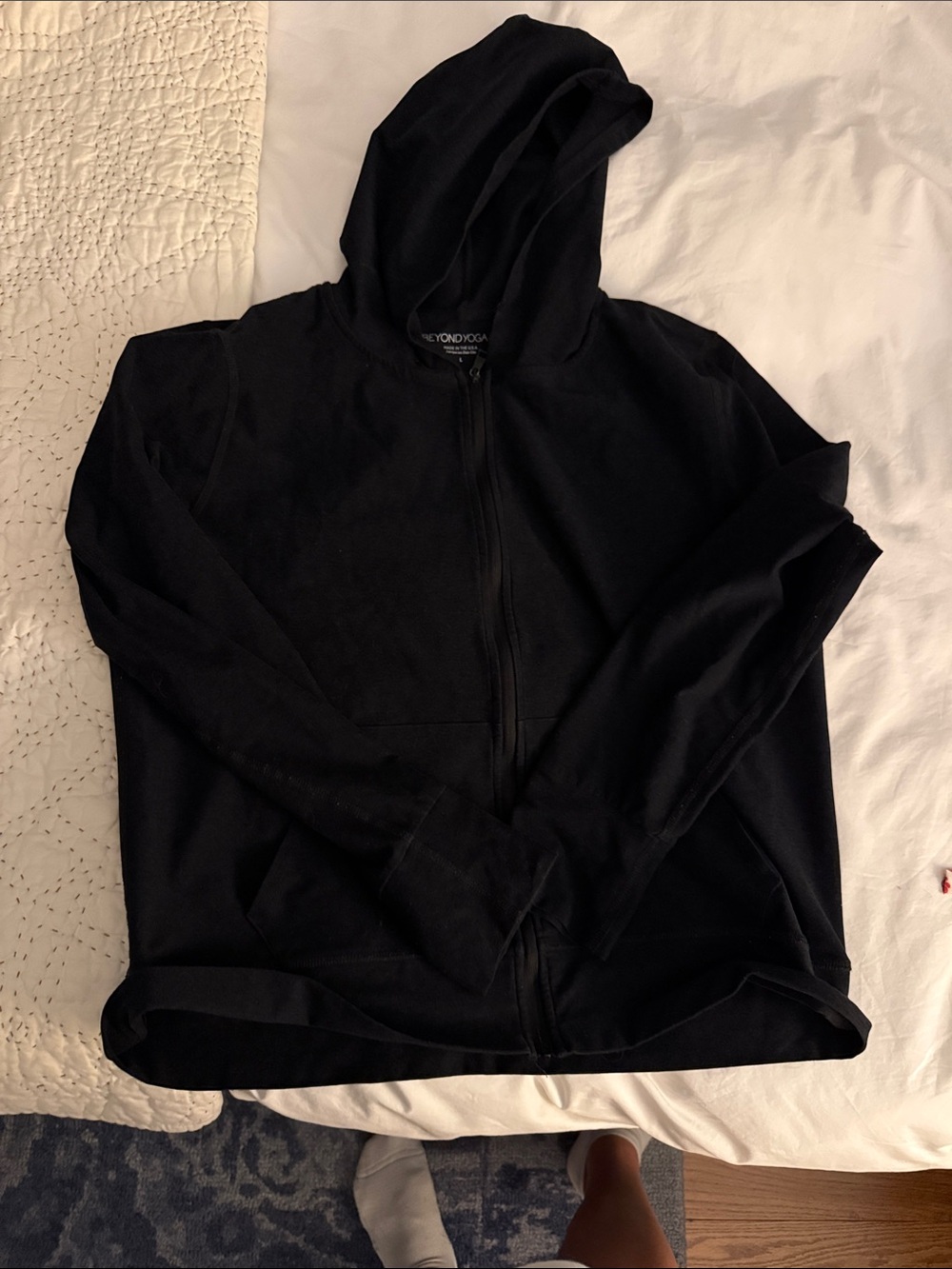 Men's Black Zip-Up Hooded Jacket